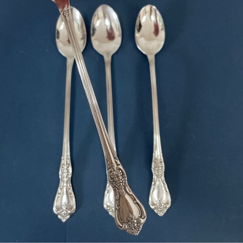 Oneida Kennett Square Set of 4 Iced Tea Spoons HH Distinction Deluxe Stainless